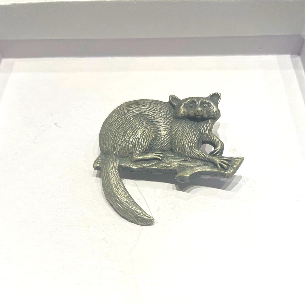 Raccoon Pewter Pin by Crystal Legends Vintage